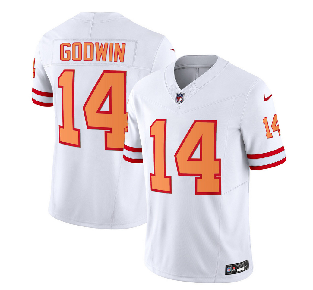 Men's Tampa Bay Buccaneers #14 Chris Godwin 2023 F.U.S.E. White Throwback Limited Football Stitched Jersey